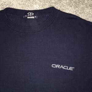 Navy Blue Oracle Software Crewneck LS Sweater L Men’s PC Computer Geek Work Wear